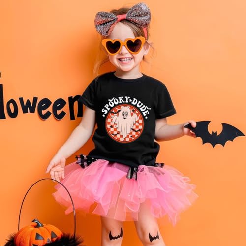 Ritatte Toddler Halloween Shirt Baby Boys Girls Ghost Graphic T-Shirt Funny Cute Spooky Dude Letter Short Sleeve Tees Tops2
