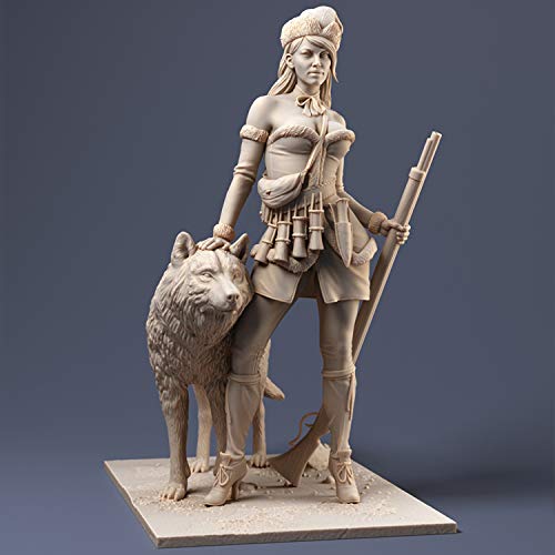 PANGCHENG Figura Modelo Resina 70mm GK Veterano Sueco con Lobo Kit sin Montar y sin Pintar