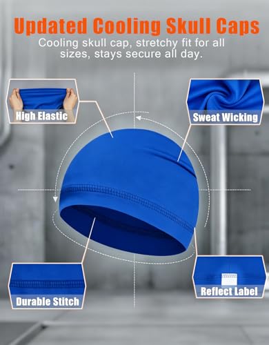 Image of Sweat Wicking Skull Caps Cooling Helmet Liner Hat Running Beanie Cycling Skullcap Sleeping Cap for Men Women