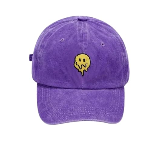 Casquette de baseball violette smiley brodé chapeau coton lilas réglable femme homme