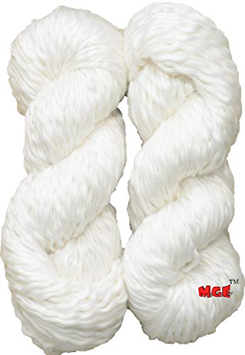 Image of M.G ENTERPRISE Sumo Knitting Chunky Yarn Thick Wool, White 500 gm Best Used with Knitting Needles, Crochet Needles Wool Roving Yarn for Knitting. by M.G ENTERPRISE
