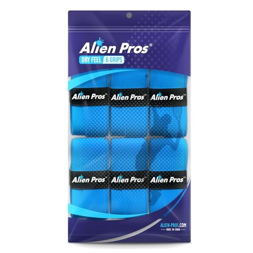 Image of Alien Pros Tennis Racket Grip Tape (6 Grips) - Precut and Dry Feel Tennis Grip - Tennis Overgrip Grip Tape Tennis Racket - Wrap Your Racquet for High Performance (6 Grips, White)