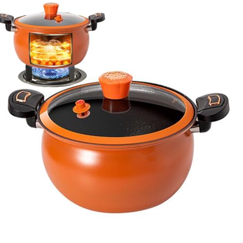 Olla a presión, antiadherente, olla de cocción de calentamiento rápido con tapa de vidrio, multifunción para sopas, guisos y preparación de comidas, gran capacidad de 8 litros