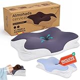 AN-TEAM® Almohada Cervicales y Cuello, Incluye Funda Adicional de Regalo, Almohada Ergonómica, Almohada Cervical Espuma Viscoelástica, Almohadas Cervicales para Dormir