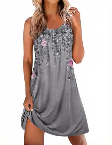 Image of Ekouaer Nightgowns for Women Sleeveless Sleepwear Tank Pleated Sleep Shirt