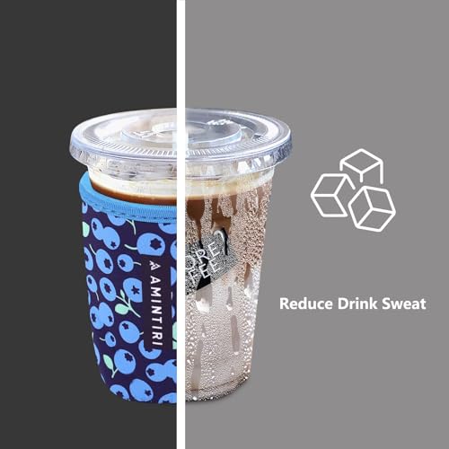 Image of 3 Pack Reusable Sleeve for Iced Coffee Cup, Coffee Neoprene Sleeve for Iced&Hot Drinks, Coffee Sleeve Compatible with Starbucks, Dunkin Coffee Cup. (Blueberry)