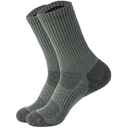 Tienda Online De Ropa De Trabajo CreoQIJI Calcetines negros para mujer, calcetines de lana para senderismo, calcetines de lana para hombres y mujeres, calcetines de lana con cojín para camping, caza, trabajo, tienda online, verde,