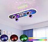 ✾ Stilvolle Skateboard Deckenleuchte: Die Deckenlampe hat die Form eines Skateboard. Wenn Sie sie im Zimmer Ihres Kindes installieren, gibt sie Ihrem Kind unbegrenzte Vorstellungskraft,Die Handwerkskunst der LED kinderlampen ist sehr raffiniert. Sie können sie als Geschenk verwenden, um Ihre Kinder auf wichtigen Festen zu überraschen!