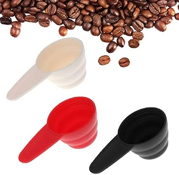VizGiz 3 Pack Measuring Spoons With 3 Level Scale 8g 10g 12g Coffee Scoop Plastic Spoon for Ground Cafe Bean Milk Fruit Powder Seed Spices Flour Protein Sugar Espresso Salts Kitchen Tools, VZ4922