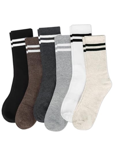Tialfas 6 Pairs Ladies Socks Women Leisure, Liners Colorful Walking Trainer Sports Sock Womens 4-7 Moisture Wicking Ankle Striped Breathable Cotton Multipack for Gym Girls