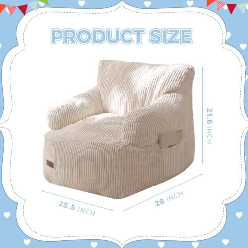 Image of MAXYOYO Kids Bean Bag Chair, Stuffed Bean Bag Sofa, Beige, Standard