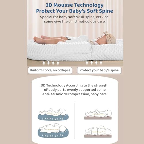Image of StarAndDaisy Baby Lounger for Newborn - Soft 100% Cotton Baby Nest - Infant Lounger Pillow - Bassinet Mattress with Anti-Startle Design - Portable Baby Floor Seat - Machine Washable Cover (Pink)
