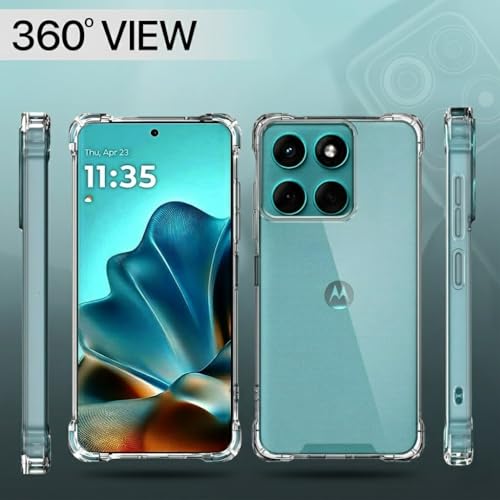 Image of Fashionury Clear Back Cover Case for Motorola Moto Edge 60 Fusion 5G | Anti-Yellow Acrylic Hard Back + Soft TPU Bumper | Shockproof 360 Protection | Slim Transparent Bumper Case (Clear)