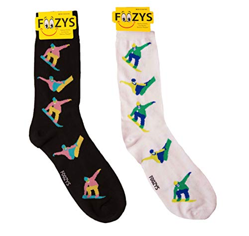 Foozys Men’s Snowboarder Cool Sports Novelty Crew Socks | 2 Pair…