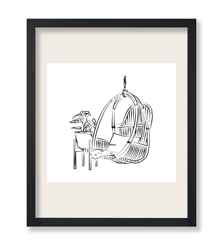 Poster Master Bamboo Swing Chair Poster - Retro Botanical Print - Floral Artwork - Line Sketch - Abstract Design - Chic Boho Art - Great Office or Living Room Wall Decor - 18x24 UNFRAMED