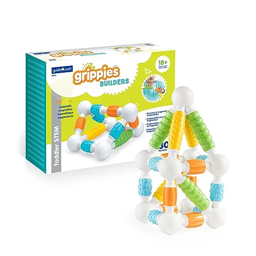 Guidecraft Grippies Builders - 30 Piece Set: Soft Grip Magnetic