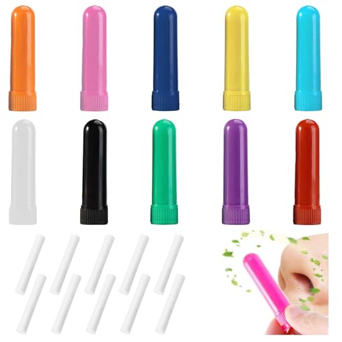 Funngy Alivio Rápido de la Congestión Nasal,10 PCS Tubos de Aceites Esenciales Inhaladores Manuales Inhalador Nasal Aabsorbente de Humedad para Relajar el Cuerpo y Ayudarlo a Dormir
