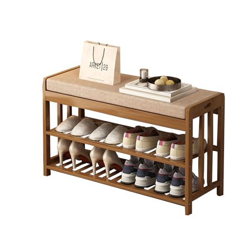 Organisateur de rack à chaussures de 2 niveaux et banc rembourré