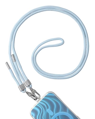 AHABIPERS Cordino per Telefono, Regolabile Cordino per Cellulare Universale, Rimovibile Cordino Catenella Laccio Porta Cover, Nylon Catena Laccio per iPhone/Samsung e Tutti Gli Smartphone - Azzurro