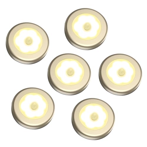 Image of AMIR 3.15 inch Motion Sensor Light, 6 Pack Cordless Battery-Powered LED Night Light, Stick-Anywhere Closet Lights Stair Lights, Safe Lights for Hallway, Bathroom, Bedroom, Kitchen (Golden - Warm White)