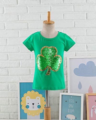 Image of St. Patrick's Day Shirt for Kids Flip Sequin Girls and Boys Green T-Shirt Clothing 4-12 Years