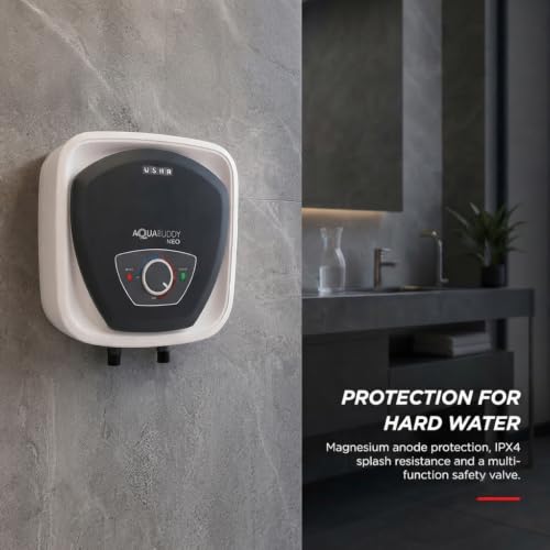 Image of USHA AquaBuddy Neo Geyser 25 Litre 5 Star BEE Rating | Copper Heating Element | Storage Water Heater with Anti-Rust Protection | Warranty: 8 Yr Tank, 2 Yr Product