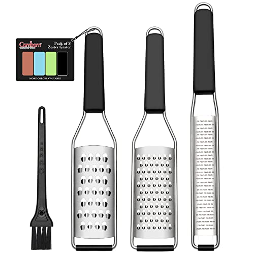 Cambom Cheese Grater Citrus Zester Lemon Zester Pack of 3-304 Stainless Steel – A Sharp Tool for Parmesan Cheese, Ginger, Garlic, Nutmeg, Chocolate, Vegetables，Fruits，Dishwasher Safe