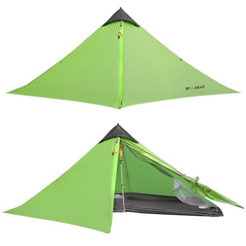 ROOMEDAL 3F UL Gear Lanshan ultralichte tent, waterdichte professionele wandeltent, 1 persoonstent voor camping, 3 seizoenen, backpackingstent (groen, 1 personen, 3 seizoen)