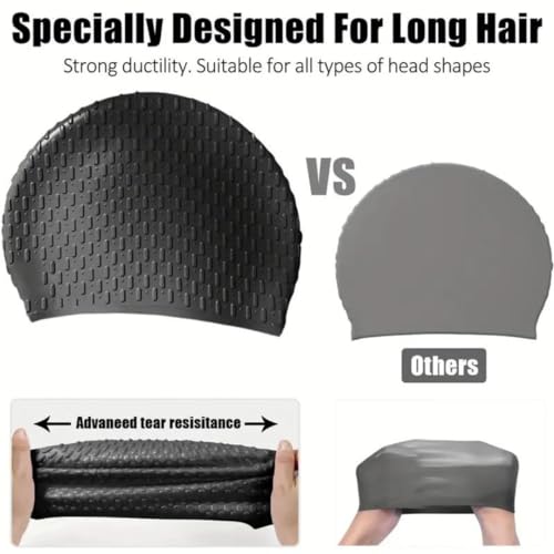 Image of First Lens Silicon Bubble Dot Swim Cap, Swimming Cap for Long & Short Hair, Cover Ears to Keep Hair Dry, Waterproof Swim Caps, Anti-Slip Comfortable -Adults Men & Women (Blue)