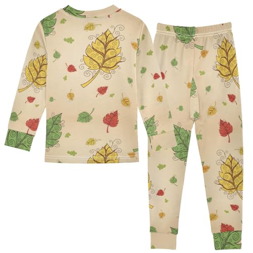 Pajama Sets Long Sleeve Autumn Leaves Funny Soft Comfy Sleepwear 2 Piece PJS 3-8T3