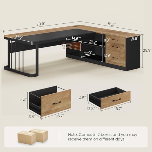 L shaped executive office desk