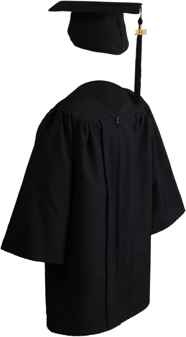 OSBO GradSeason Unisex Matte Kindergarten Graduation Gown Cap Tassel Set 2025 (Black, 33"(4'0"-4'2"))