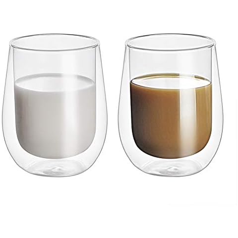 Glass Cups, GBESTE Double Wall Glass Mugs, Coffee Mugs or Tea Cups, Heat Resistance, Drinking Glasses,Water Glasses Cover