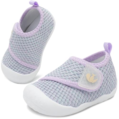 Image of FEETCITY Baby First Walking Shoes Wide Baby Shoes Infant Sneakers Newborn Crib Shoe Barefoot Lightweight Slip On Shoe