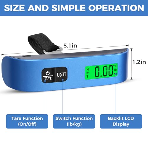 Image of BAGAIL Digital Luggage Scale, 110lbs Hanging Baggage Scale with Backlit LCD Display, Portable Suitcase Weighing Scale, Travel Luggage Weight Scale with Hook, Strong Straps for Travelers
