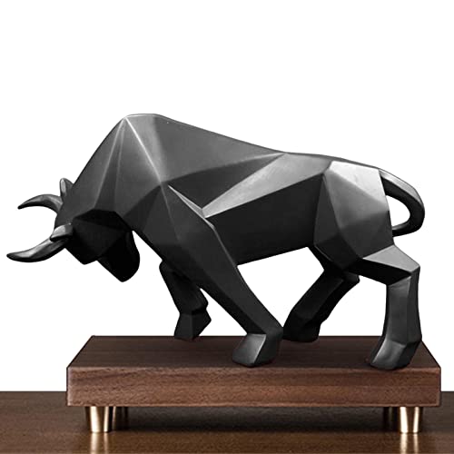 Huaxingda Figura de Toro - Decoración de Escritorio con Escultura geométrica de Toro - Feng Shui Decor OX Estatua para Sala de Estar, Comedor, Dormitorio, gabinetes de Oficina Cover