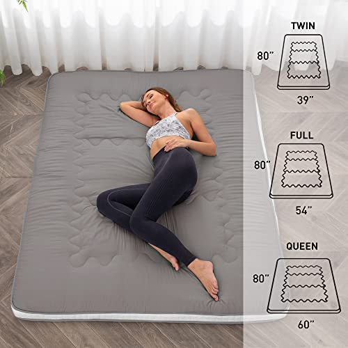 Dr.futon Japanese Floor Futon Mattress Extra Thick Folding Roll Up Bed Topper Mat For Guest,Lounger And Tavel #TOP1
