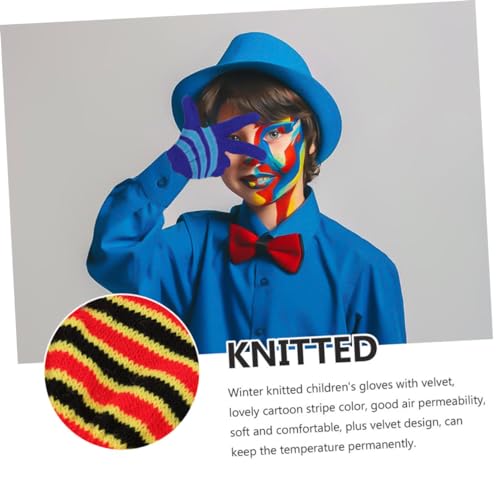 NOLITOY 6Pairs Winter Gloves Warm Knitted Stretch Full Finger Mittens for Boys Soft Skin Friendly Great Elasticity for Cold Weather3