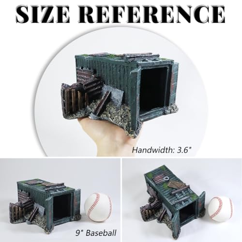 Image of Fish Tank Decorations Container Aquarium Decor Sunken Ruins Betta Fish Tank Accessories witth Big Hole for Fish Sleep Rest Hide and Play
