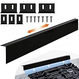 15.7" - 30" Stove Gap Filler,Slide-in Range Rear Filler Kit-Stainless Steel Backsplash for Stove,Range Gap Filler,Stove Trim Kit with Most Brands Between Stove and Backsplash,Oven Gap Filler (Black)
