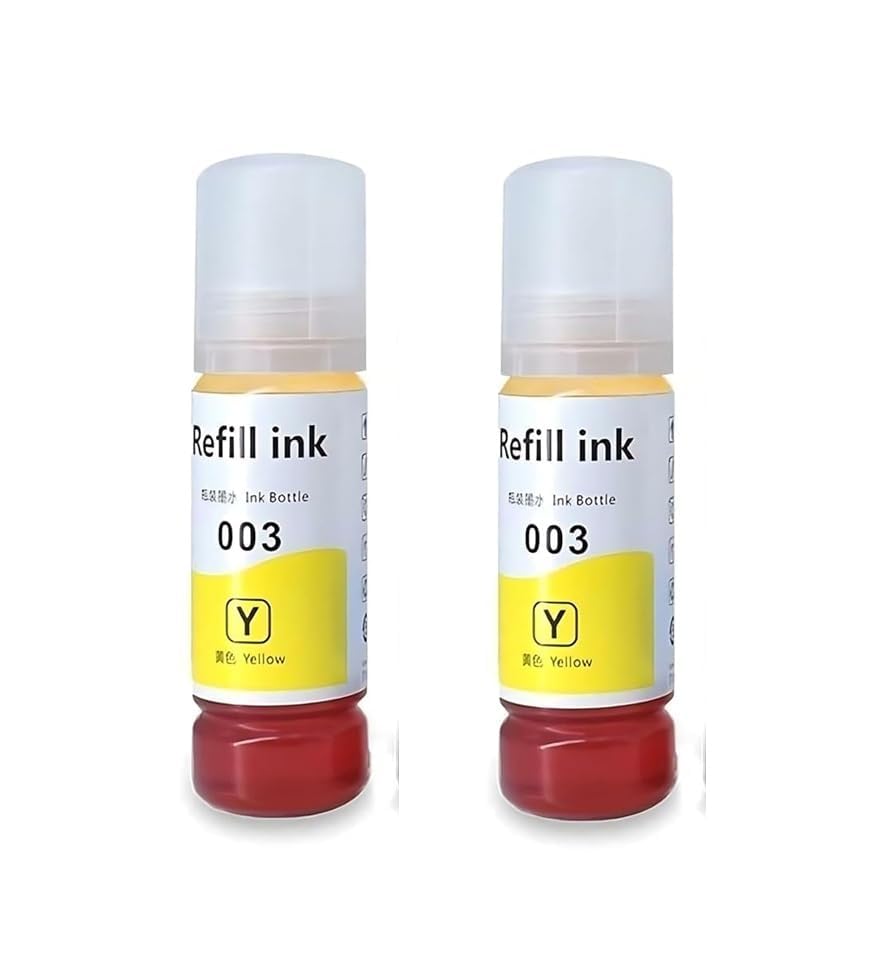 Image of Duplex DTC 003 Ink Compatible for Epson L3250, L3260, L5290, L3210, L3256, L3150, L3215, L3216, L5190, L3200,L3251, L3252, L3110, L3151, L3152, L3156, L3211, L3212 Printer (003 Yellow Ink 2 Pcs)