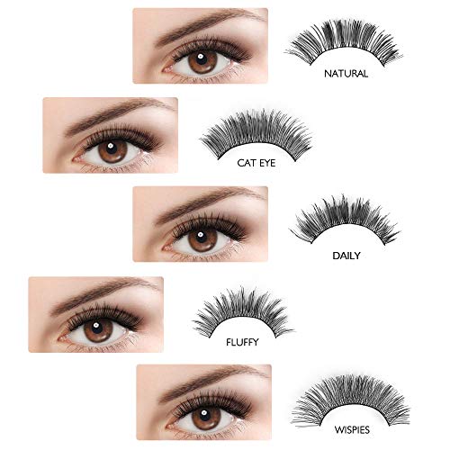 50 Pairs 5 Styles Natural False Eyelashes Set, Tingeshine Professional Eyelashes Pack, Handmade Soft Band Reusable Comfortable Fake Lashes, 10 Pairs Eyes Lashes Each Style #TOP2