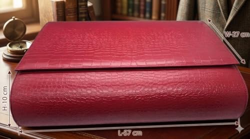 Image of essart 18-Slot Travel Watch Organizer - Elegant PU Leather Watch Roll for Collectors, Scratch-Proof & Portable Storage in Croco-Maroon Color