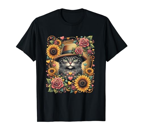 Amor Gato Girasol Para Amor Gato Camiseta