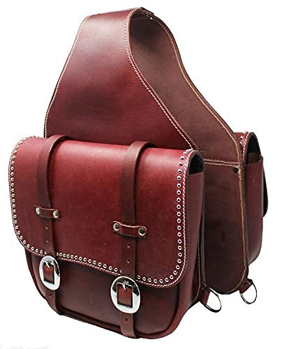 HUMAYL SADDLERY Horse Saddle Bag Cowhide Genuine Leather Western Equestrian Trail Simple Pack Equipment Horse Saddle Bags Size: 10” L x 10” W x 3 ½” D inches, BAG111