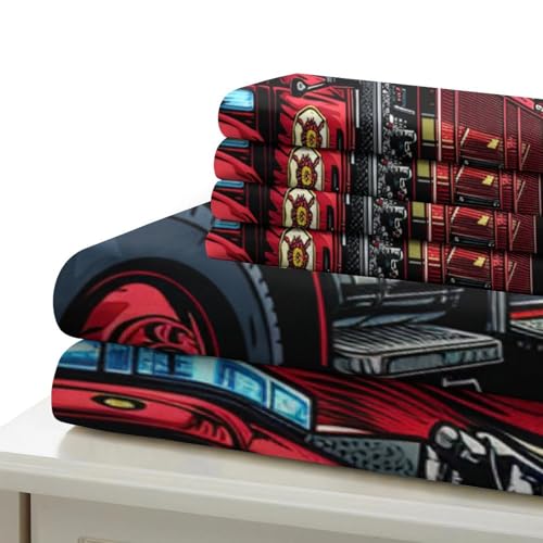 Ensemble de literie camion imprimé 3D avec housse de couette microfibre 140x200