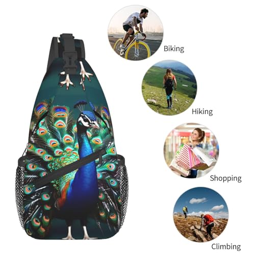 Bolso Bandolera con Estampado de Pavo Real para Senderismo miniatura 6