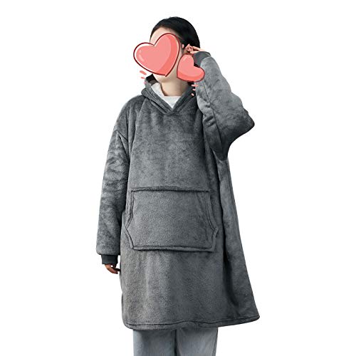 ANSUG Couverture de Sweat à Capuche Surdimensionnée Couverture à Capuche en Polaire Sherpa Douce et Chaude avec Grande Poche pour Adultes Hommes Femmes Adolescents - Taille Unique Cover