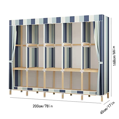 Armario portátil ZAW de tela no tejida con barra para colgar ropa y estantes de 200x45x168 cm 7