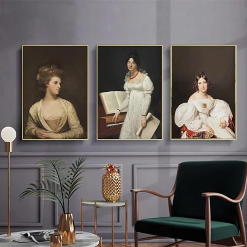 Galerie d'art mural avec portraits abstraits de femmes victoriennes 50x70